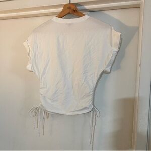 Express - White Ruched Crop Top - Women’s XS